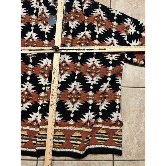 Lucky Brand Sweater Women 2X Aztec Southwestern Cardigan Shawl Collar Open Front - Picture 11 of 11